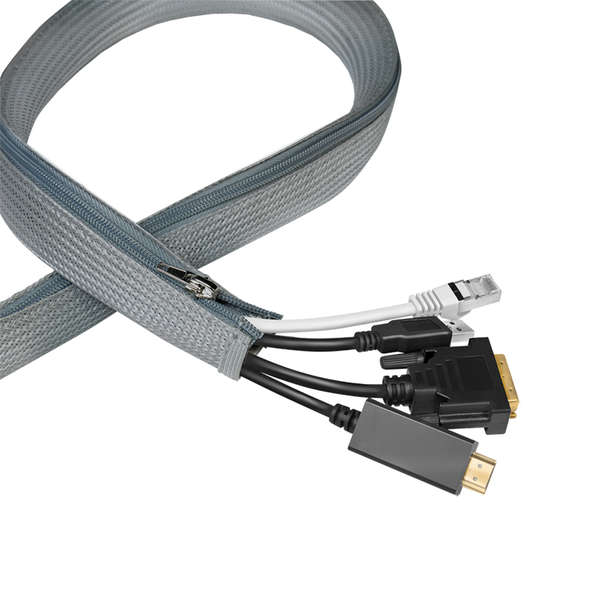 Naar omschrijving van KAB0073 - Flexible cable protection with zipper, 50 x 35 x 1000 mm grijs