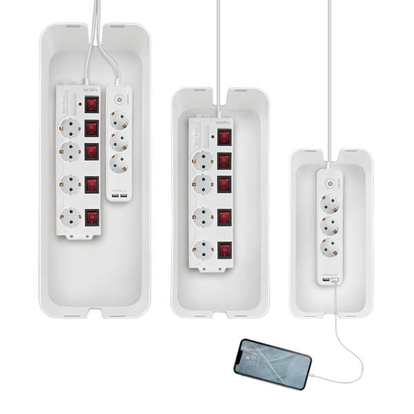 Naar omschrijving van KAB0078 - Kabel opbergdoos, Set van 3 formaten wit