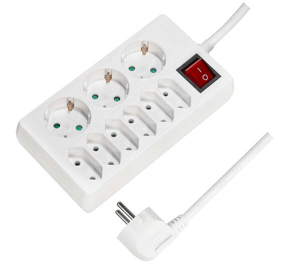 Naar omschrijving van LPS201 - Outlet Strip, 3 safety + 6 euro sockets, w/ switch, white