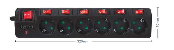 Naar omschrijving van LPS233 - 6-way socket outlet with surge protection, individual switches, 1,5m