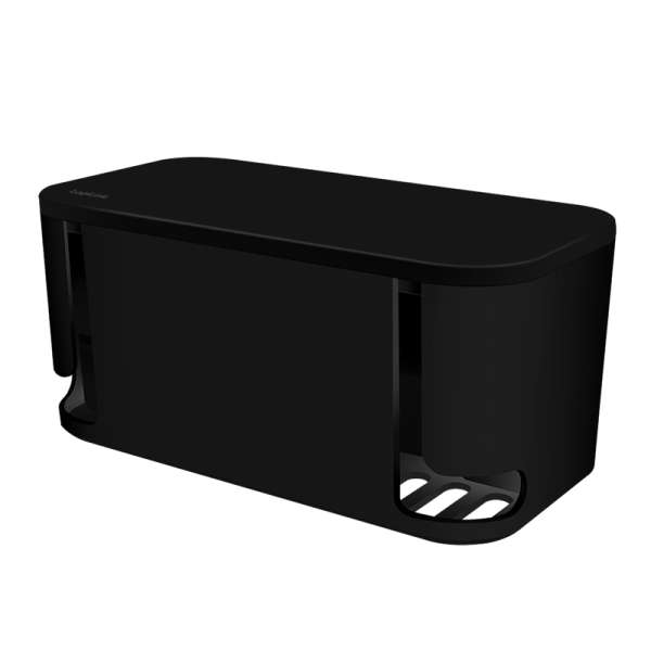 Naar omschrijving van LPS282U - Kabelbox met 5-voudige stekkerdoos, 3x USB, 285 x 145 x 13 mm, zwart