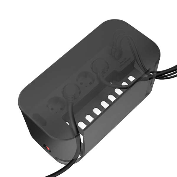 Naar omschrijving van LPS282U - Kabelbox met 5-voudige stekkerdoos, 3x USB, 285 x 145 x 13 mm, zwart