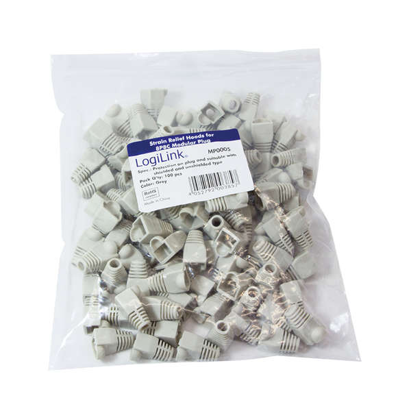 Naar omschrijving van MP0005 - RJ45 plug strain relief boot, 5.8 mm, grey, 100 pcs.