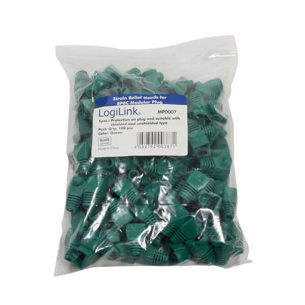 Naar omschrijving van MP0007 - Modular RJ45 Plug Cable Boot 5.8mm, Green, 100 pcs.