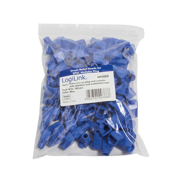 Naar omschrijving van MP0008 - Modular RJ45 Plug Cable Boot 5.8mm, blue, 100 pcs.