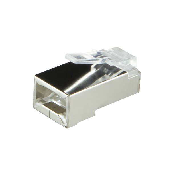 Naar omschrijving van MP0022 - 100x RJ45 connector STP Cat.6 met 50micron goldplating voor soepele kabel Zwart