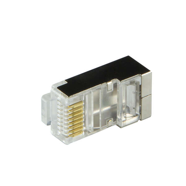 Naar omschrijving van MP0022 - 100x RJ45 connector STP Cat.6 met 50micron goldplating voor soepele kabel Zwart