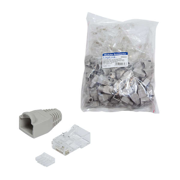 Naar omschrijving van MP0023 - Plug connector Cat.6 RJ45 100pcs. set unshielded grey