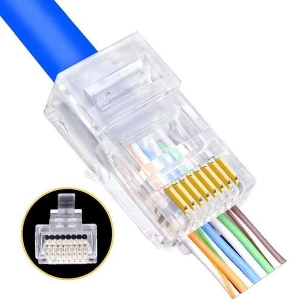 Naar omschrijving van TD168B-100 - Aanbieding RJ45 modular easy plug Cat.6 UTP RJ45, open front, 100 stuks