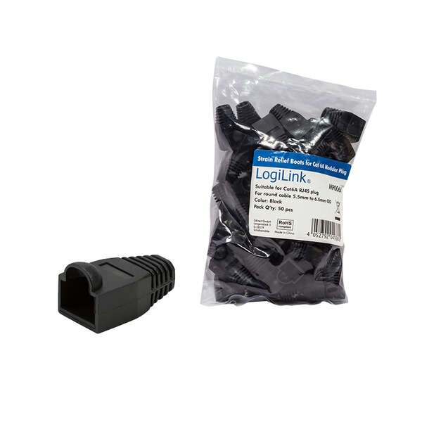 Naar omschrijving van MP0064 - Modular RJ45 Plug Cable Boot 6.5mm BLACK, 50pcs