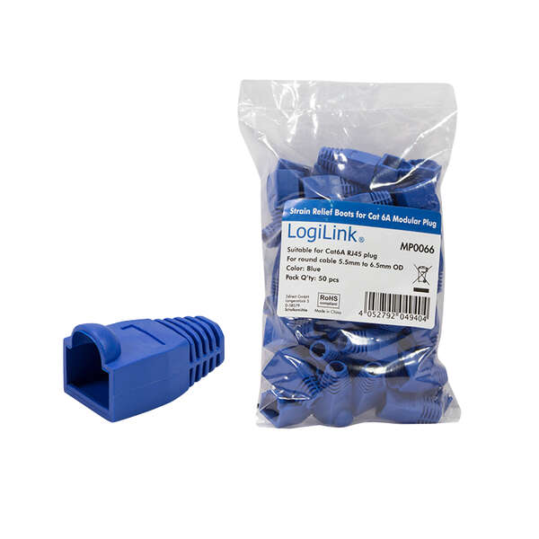 Naar omschrijving van MP0066 - Modular RJ45 Plug Cable Boot 6.5mm blue, 50pcs