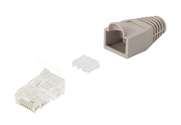 Naar omschrijving van MP0072 - Modulaire stekker RJ45 Cat.6A UTP, grijs, 100 stuks