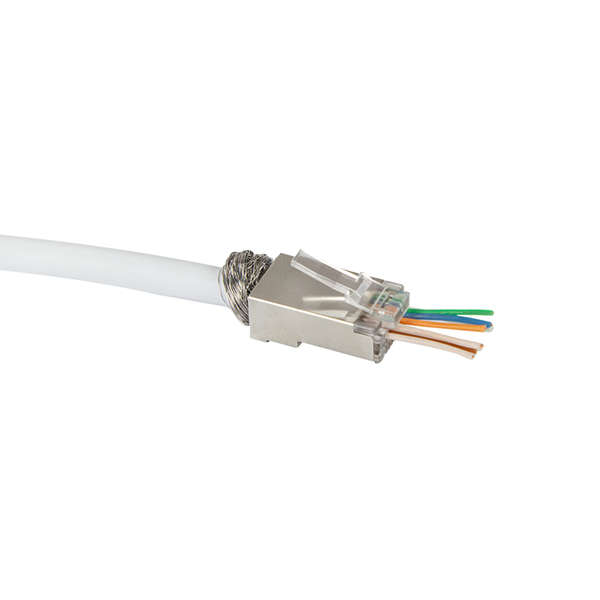 Naar omschrijving van MP0077 - RJ45 modular easy plug Cat.6 FTP RJ45, open front, 50 stuks