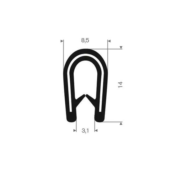 Naar omschrijving van MP8514-50M - Beschermrubber t.b.v kast onder/boven kabeldoorvoer 50 meter