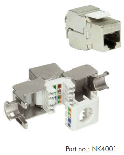 Naar omschrijving van NK4001 - Keystone Jack, Cat.6a RJ45-LSA, STP, tool-less Logilink