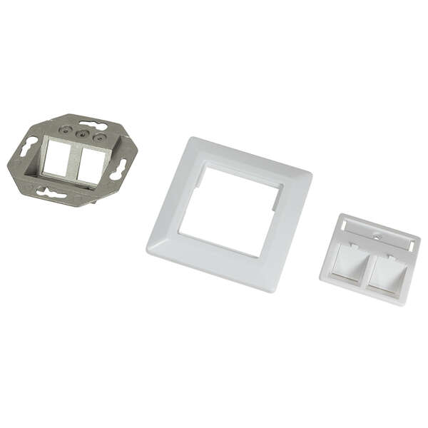 Naar omschrijving van NK4020 - Keystone Faceplate 45° for 2 modules, signal white Ral 9003