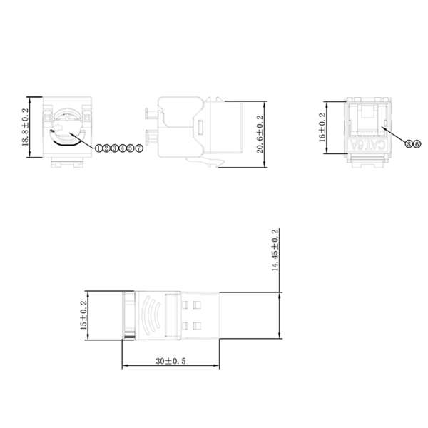 Naar omschrijving van NK4084 - Keystone Jack Cat.6A UTP dust cap type, 15 mm 22-26 AWG