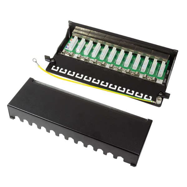 Naar omschrijving van NP0017 - Patch panel Cat.6, 12 ports, desk/wall mountable, black, RAL9005