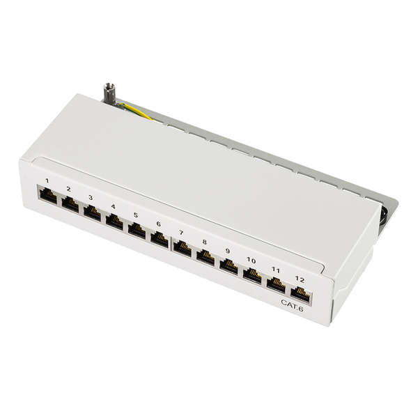 Naar omschrijving van NP0017A - Patch panel Cat.6, 12 ports, desk/wall mountable, light grey, RAL7035