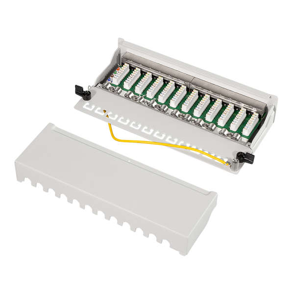 Naar omschrijving van NP0017A - Patch panel Cat.6, 12 ports, desk/wall mountable, light grey, RAL7035