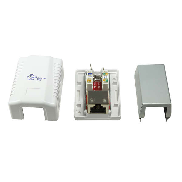 Naar omschrijving van NP0073 - Cat 6A wall outlet surface box 1 x RJ45 afgeschermd, wit