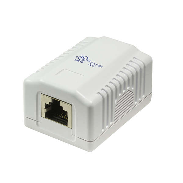 Naar omschrijving van NP0073 - Cat 6A wall outlet surface box 1 x RJ45 afgeschermd, wit