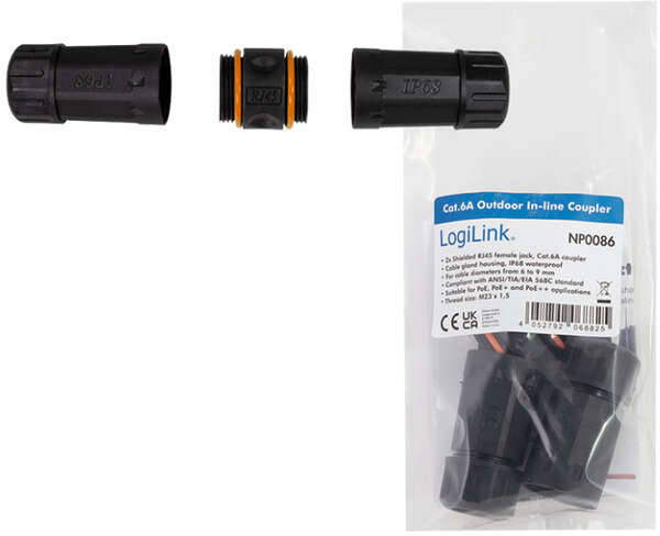 Naar omschrijving van NP0086 - Cat. 6A outdoor patch cable connector, IP68, waterproof