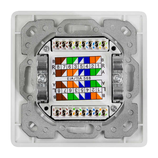 Naar omschrijving van NP0127 - Cat.6A Wall Outlet 2xRJ45 STP, vertical, signal white Ral9003