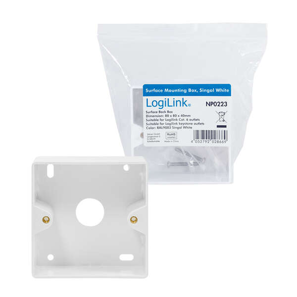 Naar omschrijving van NP0223 - Surface back box for flush mount outlets, signal white RAL9003