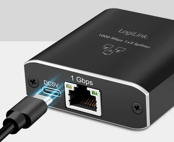 Naar omschrijving van NS0011 - Gigabit Ethernet Splitter 1 to 2, 1000 Mbps, with USB power