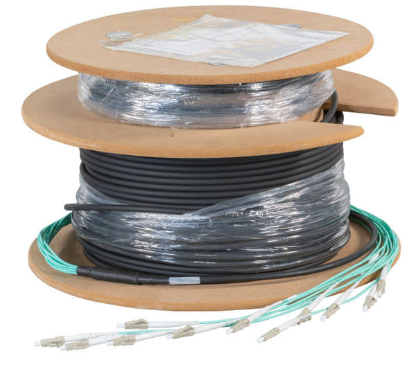 Naar omschrijving van O8342L160OM4 - Trunk cable U-DQ(ZN)BH 12 vezels 50/125, LC/LC OM4, 160 meter
