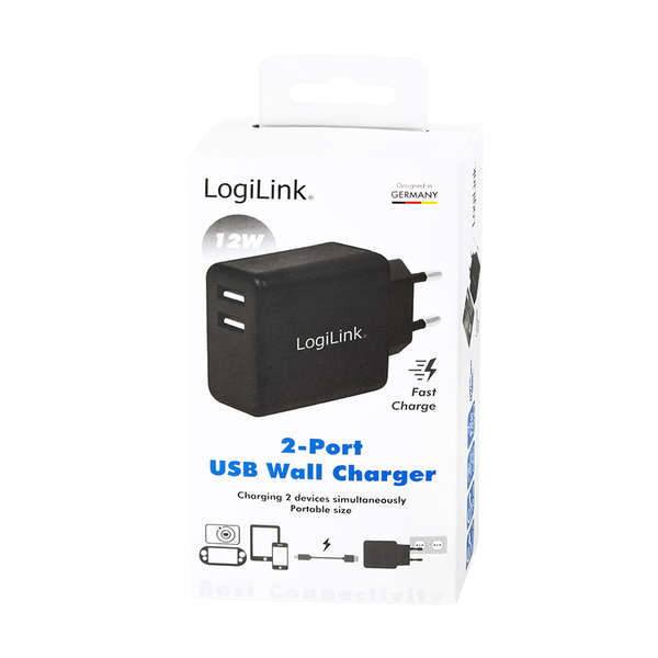 Naar omschrijving van PA0210 - USB power socket adapter, 2x USB-Port, 12W, black