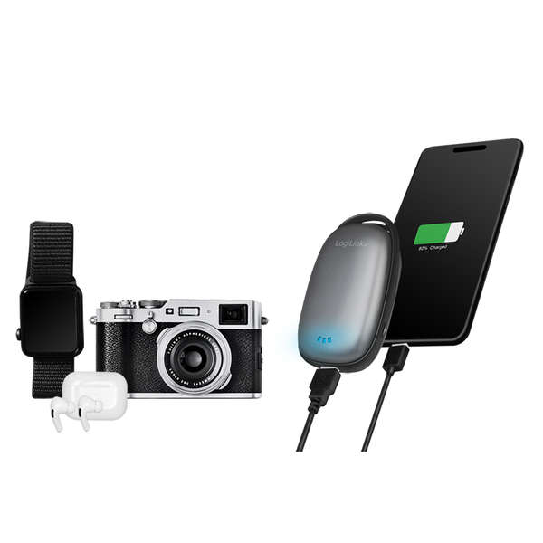 Naar omschrijving van PA0264 - Power bank 4000 mAh 1x USB A hand warmer metal grey