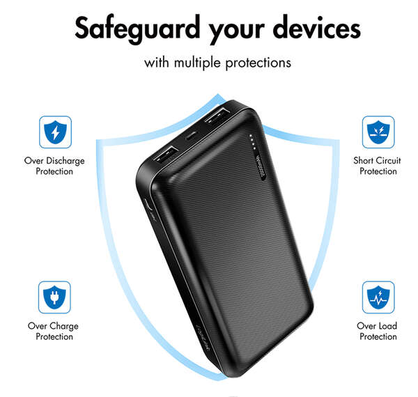 Naar omschrijving van PA0323 - Mobile Power Bank, LiPo, 20.000 mAh, black