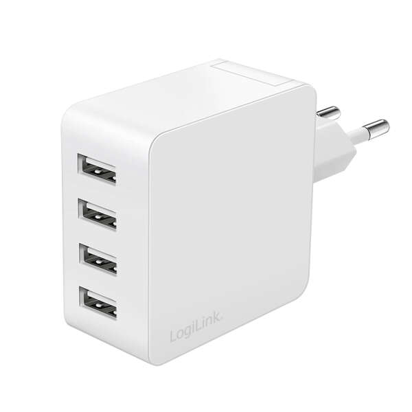 Naar omschrijving van PA0336W - USB-A charger, 24 W, 4-port, 4x USB-A,  White
