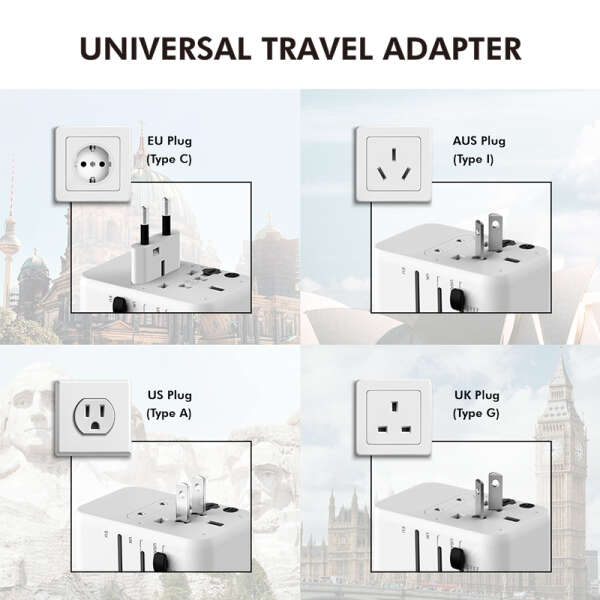 Naar omschrijving van PA0357 - Universal travel power supply, 70 W (PD), 4x connections + cable, white