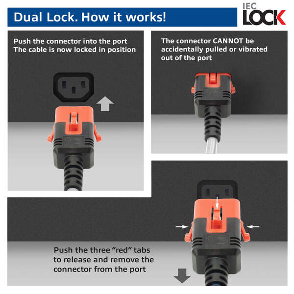 Naar omschrijving van PL0053 - ACT Netsnoer C14 IEC Lock+ Dual Locking - C15 IEC Lock+ wit 3 m, PC3879