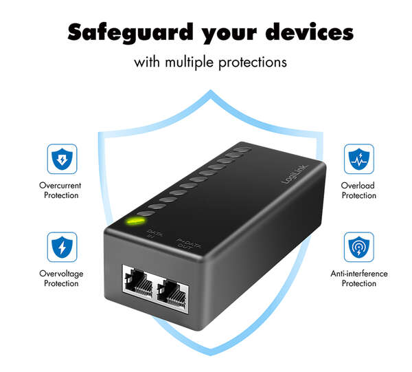 Naar omschrijving van POE004 - LogiLink PoE Injector, 30W Output Power 1 Gigabit