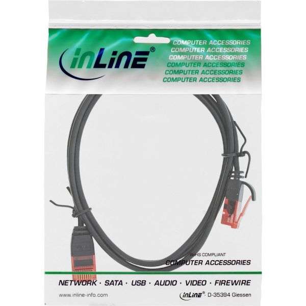 Naar omschrijving van 71211S - InLine Slim Patch cable, U/UTP, Cat.6, black, 1m