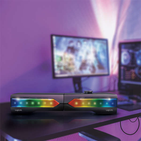 Naar omschrijving van SP0059 - Mobiele soundbar met feestverlichting 2 in 1 gaming geluidssysteem