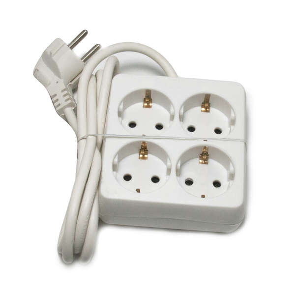 Naar omschrijving van TCD0380 - Tafelcontactdoos met randaarde 4-voudig vierkant met 1.4m. snoer