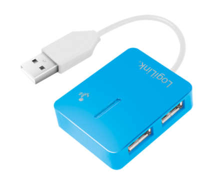 Naar omschrijving van UA0136 - USB 2.0 hub 4-port, Smile, blue