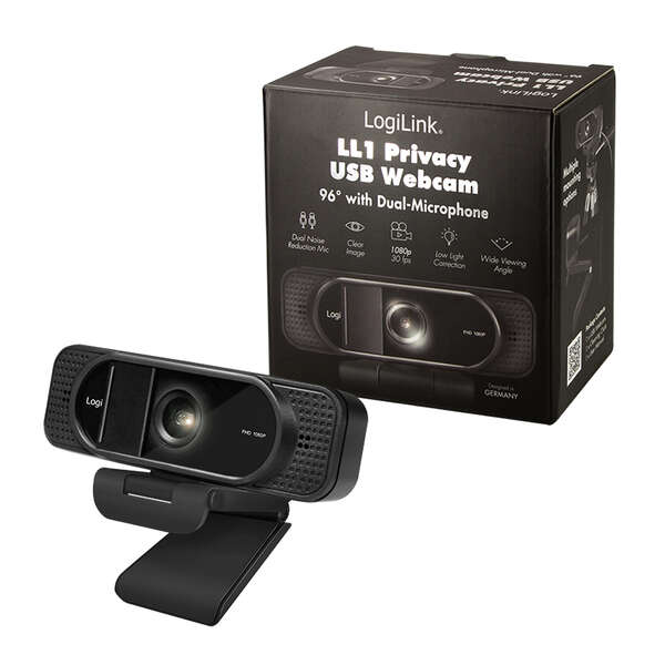 Naar omschrijving van UA0381 - Webcam, LL1 Privacy, USB 2.0, HD 1920x1080, 96 degree, black