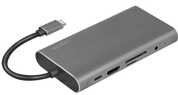 Naar omschrijving van UA0383 - USB 3.2 Gen 1, Docking Station, USB-C, 10-Port, PD, silver