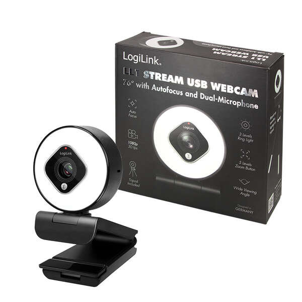 Naar omschrijving van UA0384 - Webcam, LL1 Stream, USB 2.0, HD 1920x1080, 76 degree, black