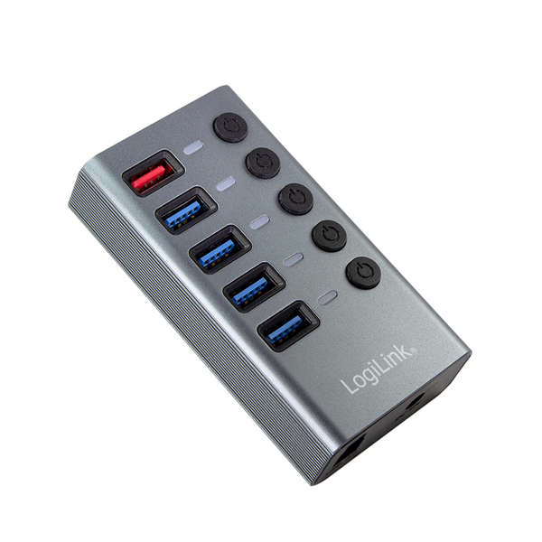 Naar omschrijving van UA0386 - USB 3.2 Gen 1 hub 4 port 1x Fast Charging port, on off switch