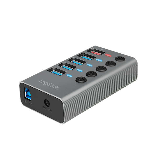 Naar omschrijving van UA0386 - USB 3.2 Gen 1 hub 4 port 1x Fast Charging port, on off switch