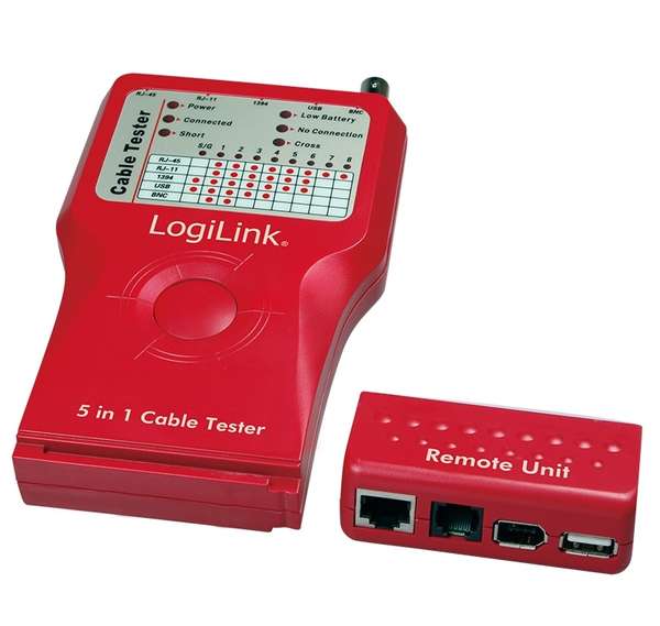 Naar omschrijving van WZ0014 - LogiLink Cable Tester 5-in-1 with remote unit
