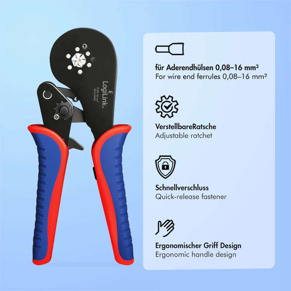 Naar omschrijving van WZ0083 - Self-adjusting crimping pliers for wire ferrules 0.08 - 16 mm²