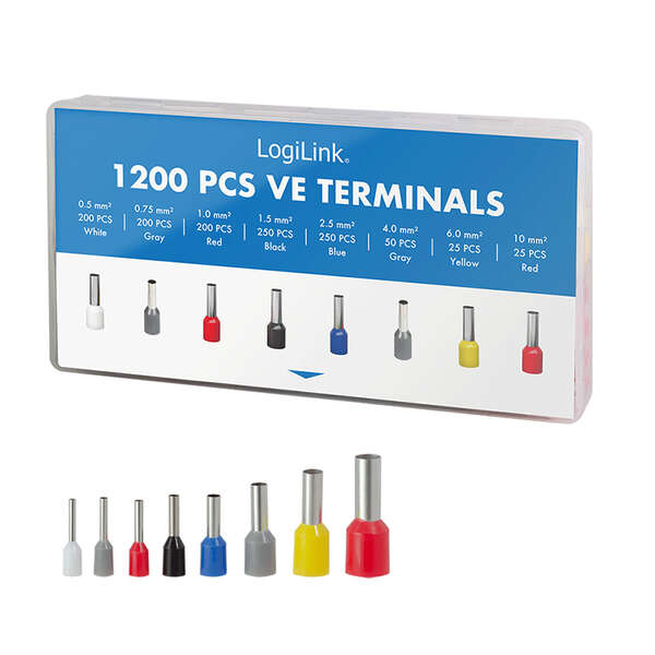 Naar omschrijving van WZ0084 - Wire end ferrules set with 1200 insulated ferrules 0.5 - 10 mm²